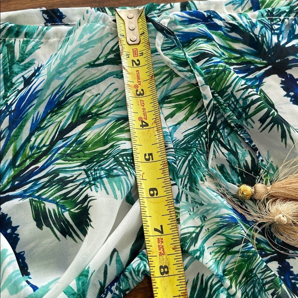 PilyQ 3 piece bikini set top bottom sheer cover up tropical leaf swimwear sz S - Picture 7 of 17